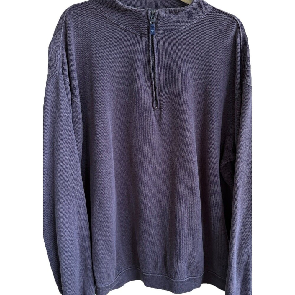 Woolrich Pullover Sweatshirt Mens L  Navy Blue 1/4 Zip Cotton Casual Classic